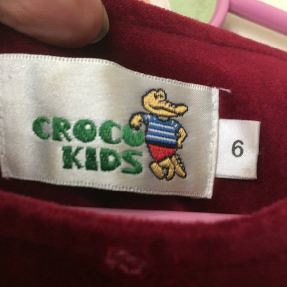 Crocokids velvet-feel maroon GIRLS DRESS. Size: 6 - Picture 7 of 8